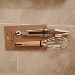 Rae Dunn Mini Whisk & Tongs Set